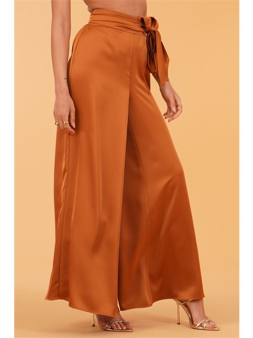Pantalone palazzo in raso twins fantasy | T4950PBROWN